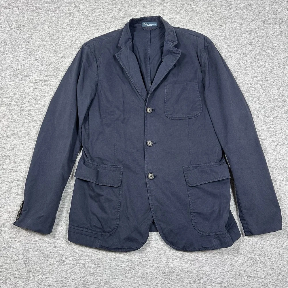 Polo Ralph Lauren Blazer Jacket Mens 40R Cotton Unstructured Travel Casual VTG